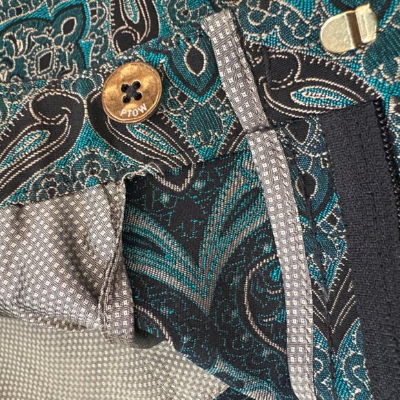 NWOT Paisley Women's Dress Pants | Fancy Trousers Turquoise - Picture 5 of 9